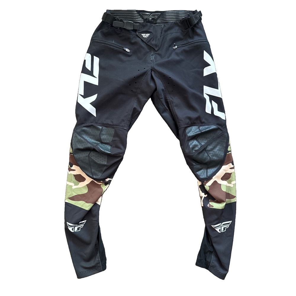 Fly Racing Rayce MTB BMX Pants Men 32 Black Camo Adjustable Waist Stretch Pocket